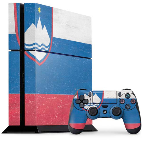 Slovenia Flag Distressed PS4 Console and Controller Bundle Skin
